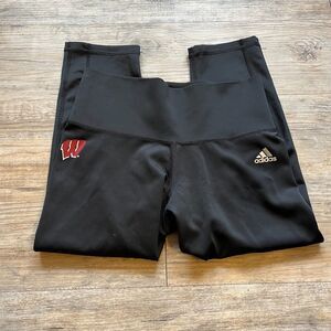 UW Madison Leggings Capris Black Small Wisconsin Red White University